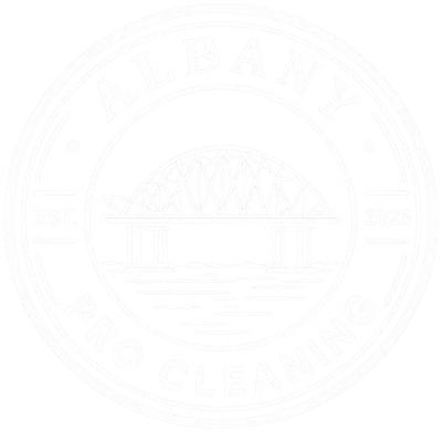 Albany Pro Cleaning circular bridge badge, established 2025
